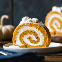 pumpkin roll with cinnamon whipped cream