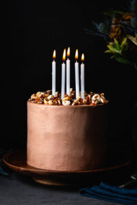 chocolate cake with hazelnut praline whipped cream filling