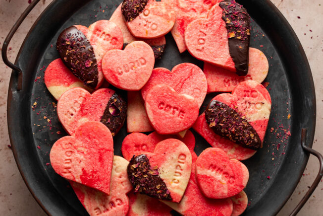 Marbled Rose Water and Orange Valentine Cookies