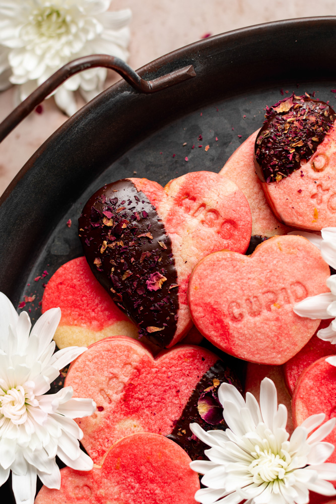 Marbled Rose Water and Orange Valentine Cookies 