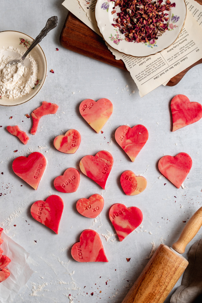 valentine rose water marble cookies 