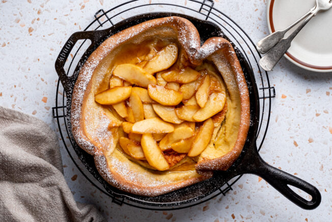 dutch baby pancake with caramelized apples