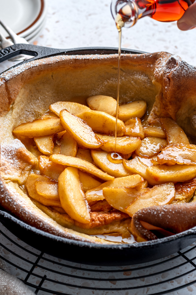 dutch baby pancake with caramelized apples