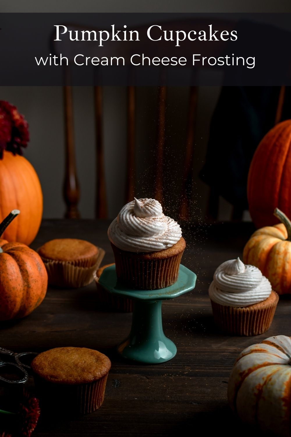 pumpkin cupcakes with cream cheese cinnamon frosting