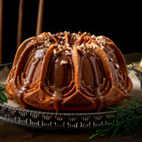 Chai Spice Bundt Cake with Salted Caramel and Pecans