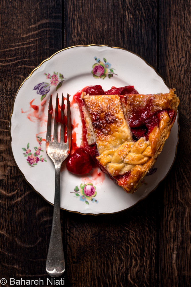 strawberry lattice pie slice