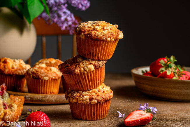strawberry muffin with streusel topping